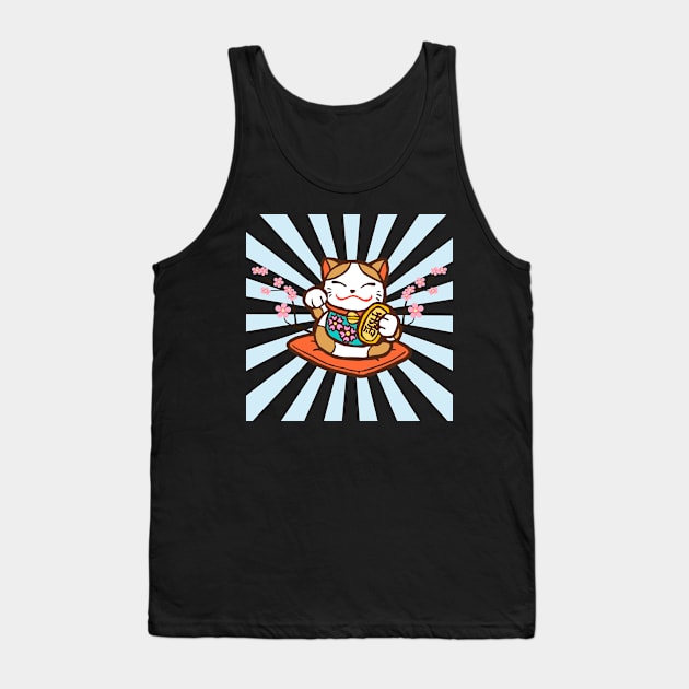 Lucky Kawaii Maniki Neko Cat Tank Top by OMC Designs